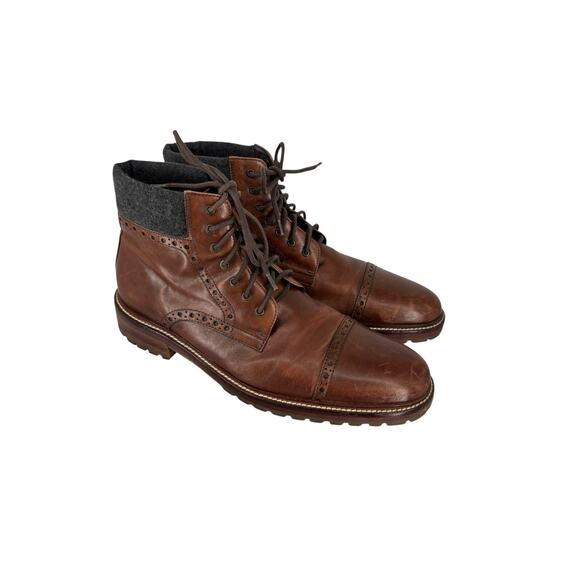Johnston & Murphy Karnes Cap Toe Ankle Boots Leather Brown Mens Size 11 M - Picture 1 of 14